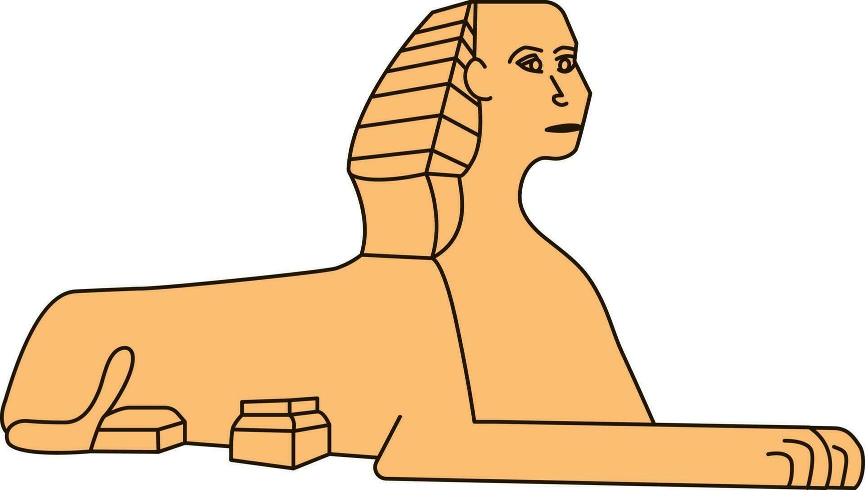 naranja esfinge Egipto estatua icono en plano estilo. vector