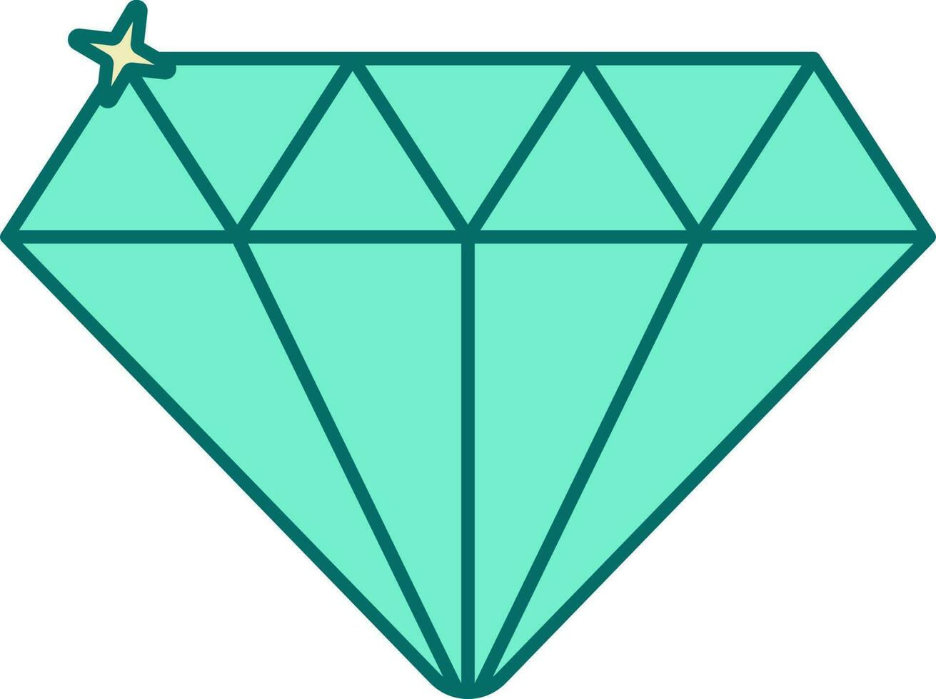 Turquoise Diamond Icon In Flat Style. vector
