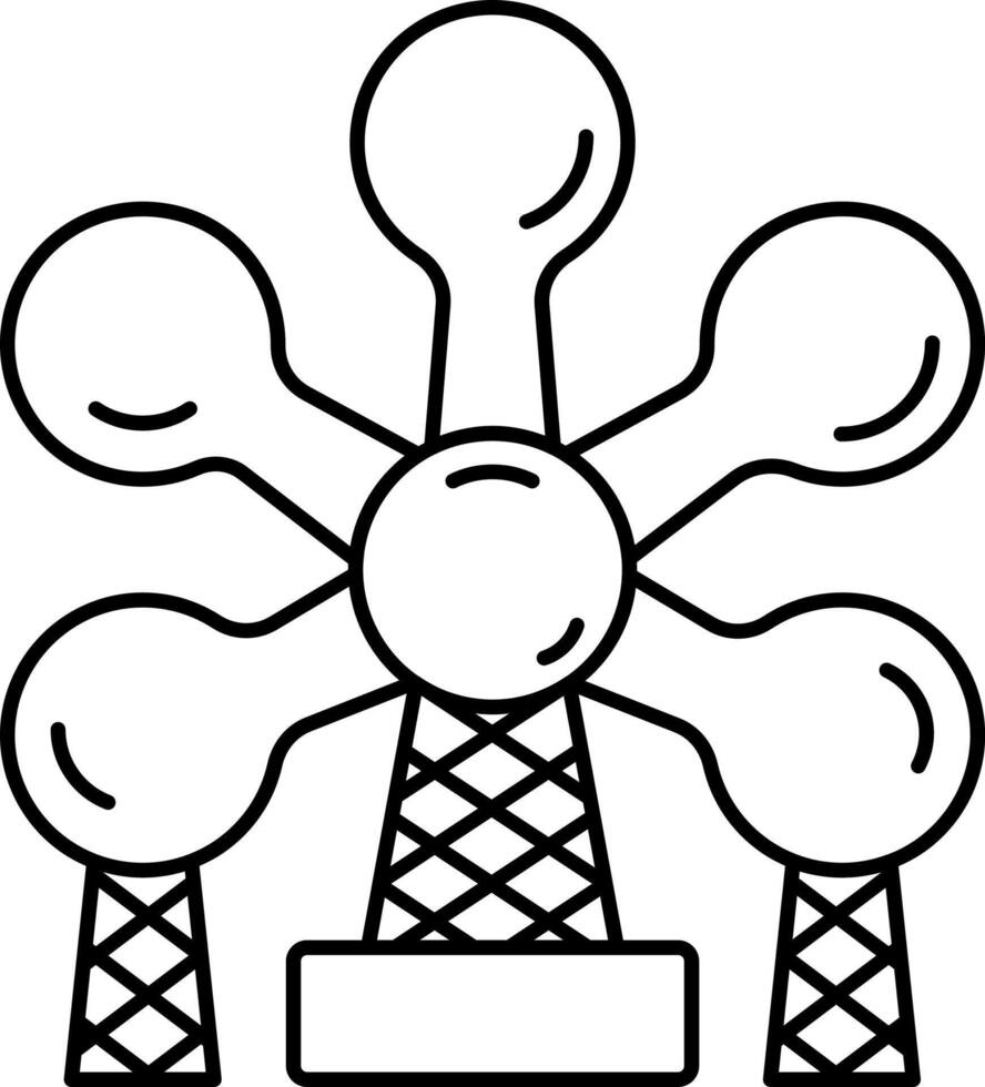 Atomium Icon In Black Outline. vector