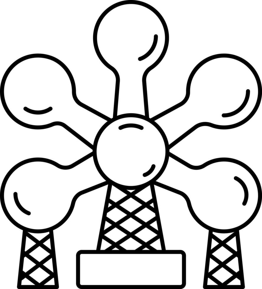 Atomium Icon In Black Outline. vector