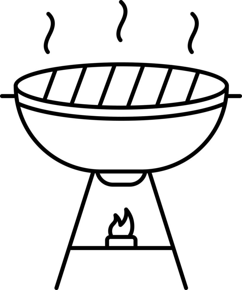 Hot BBQ Kettle Black Linear Icon. vector