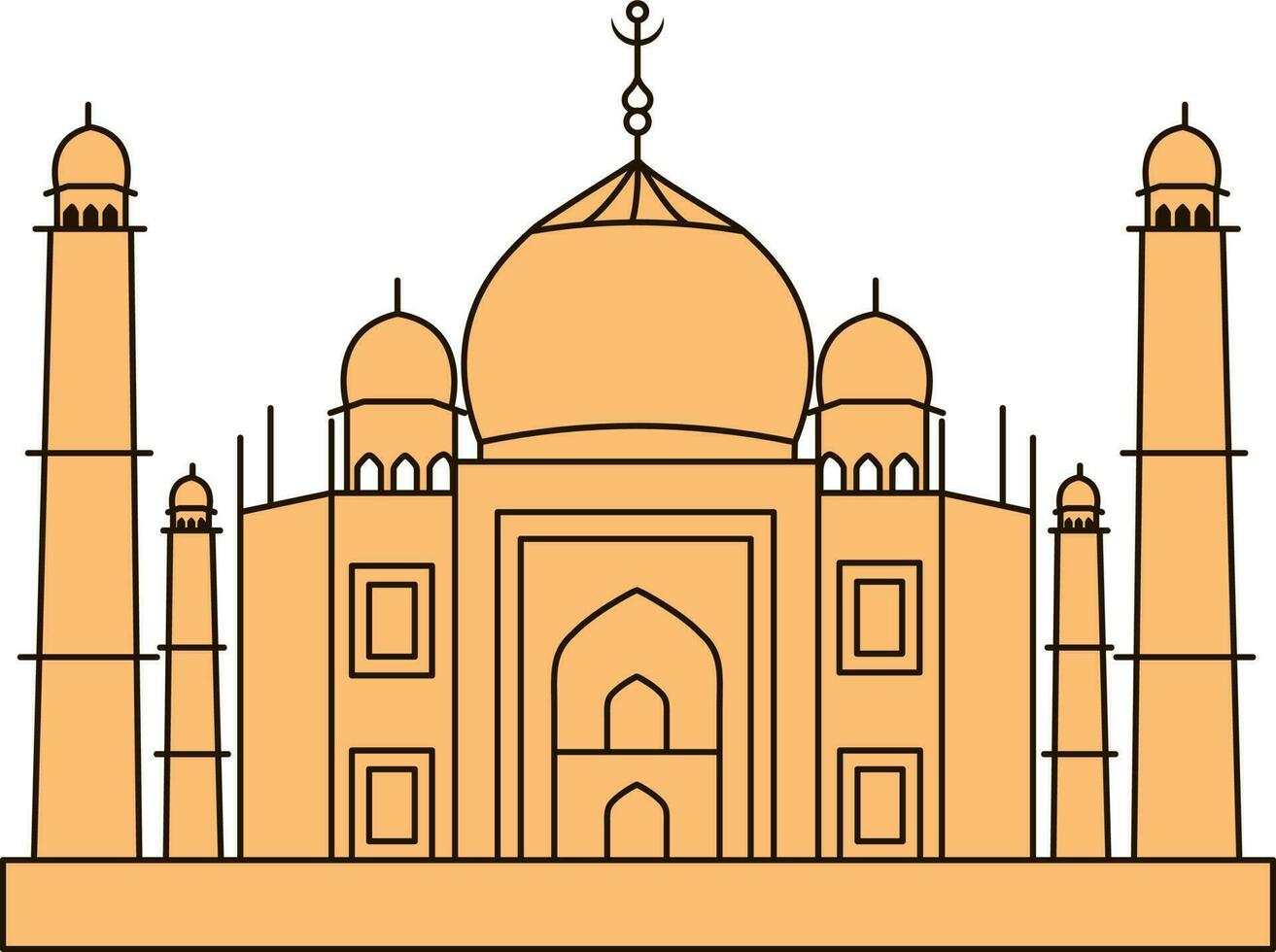 aislado naranja taj mahal edificio icono en plano estilo. vector