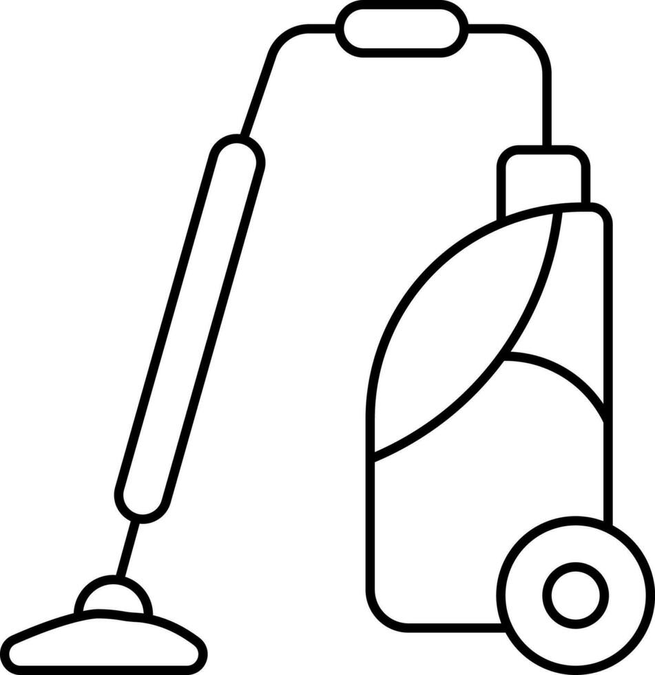 Black Linear Style Vacuum Cleaner Flat Icon. vector