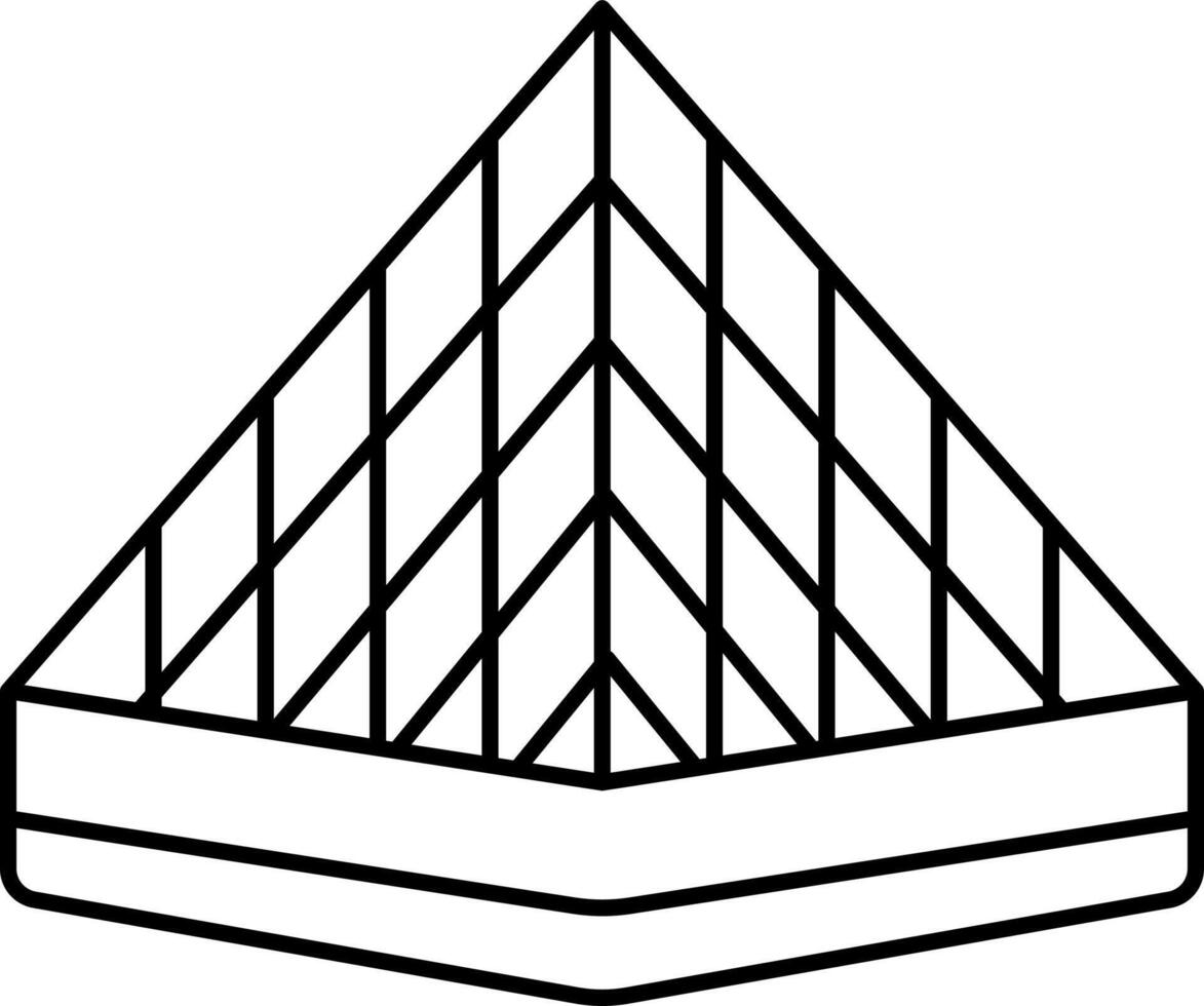 Louvre Pyramid Icon In Black Outline. vector