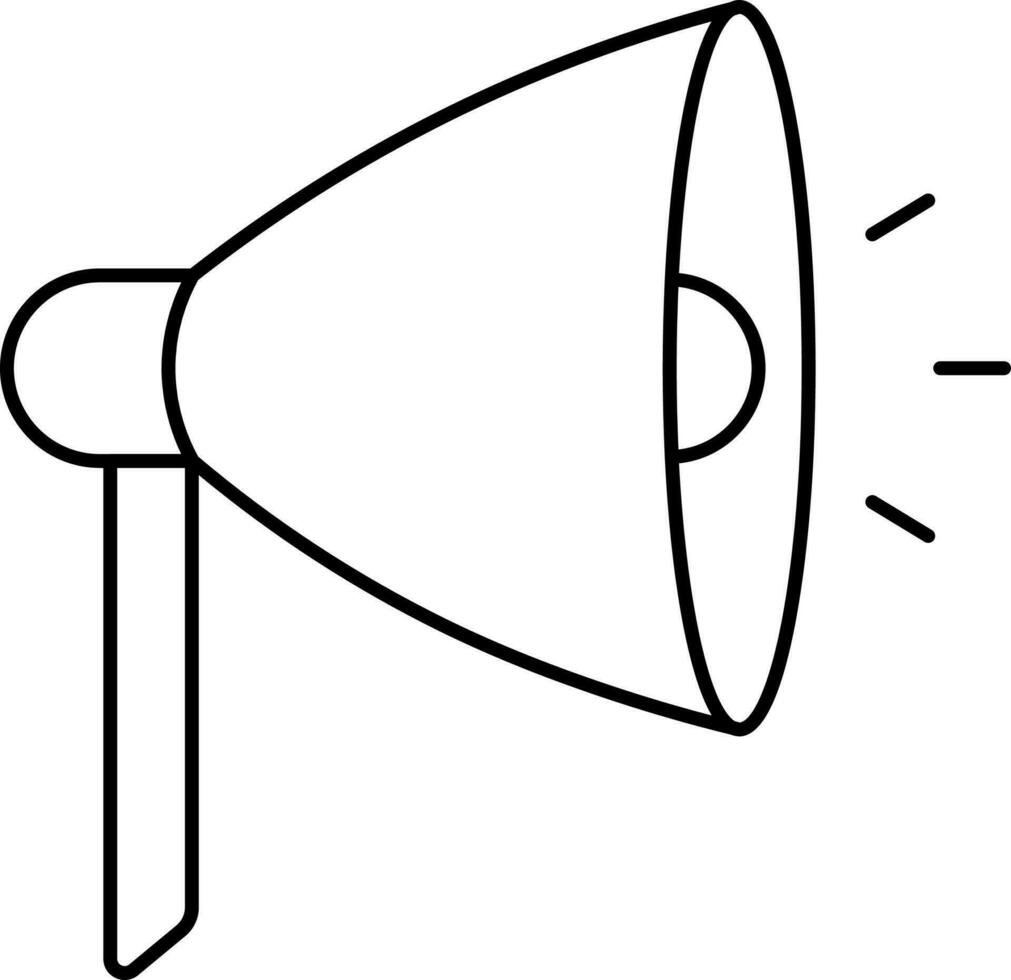 Black Linear Style Loud Speaker Icon Or Symbol. vector