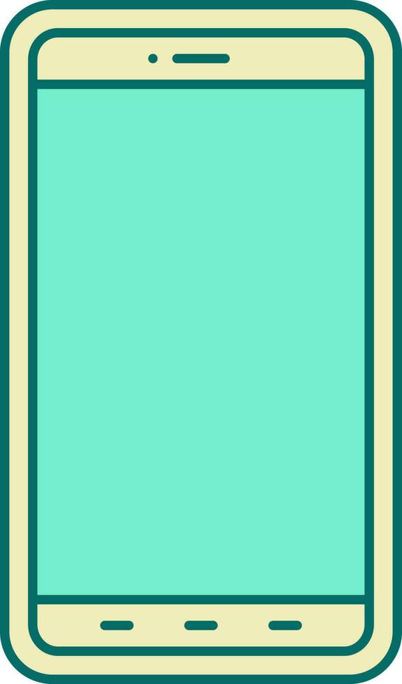 Turquoise And Yellow Smartphone Icon In Flat Style. vector