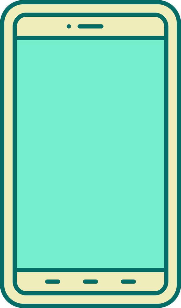 Turquoise And Yellow Smartphone Icon In Flat Style. vector