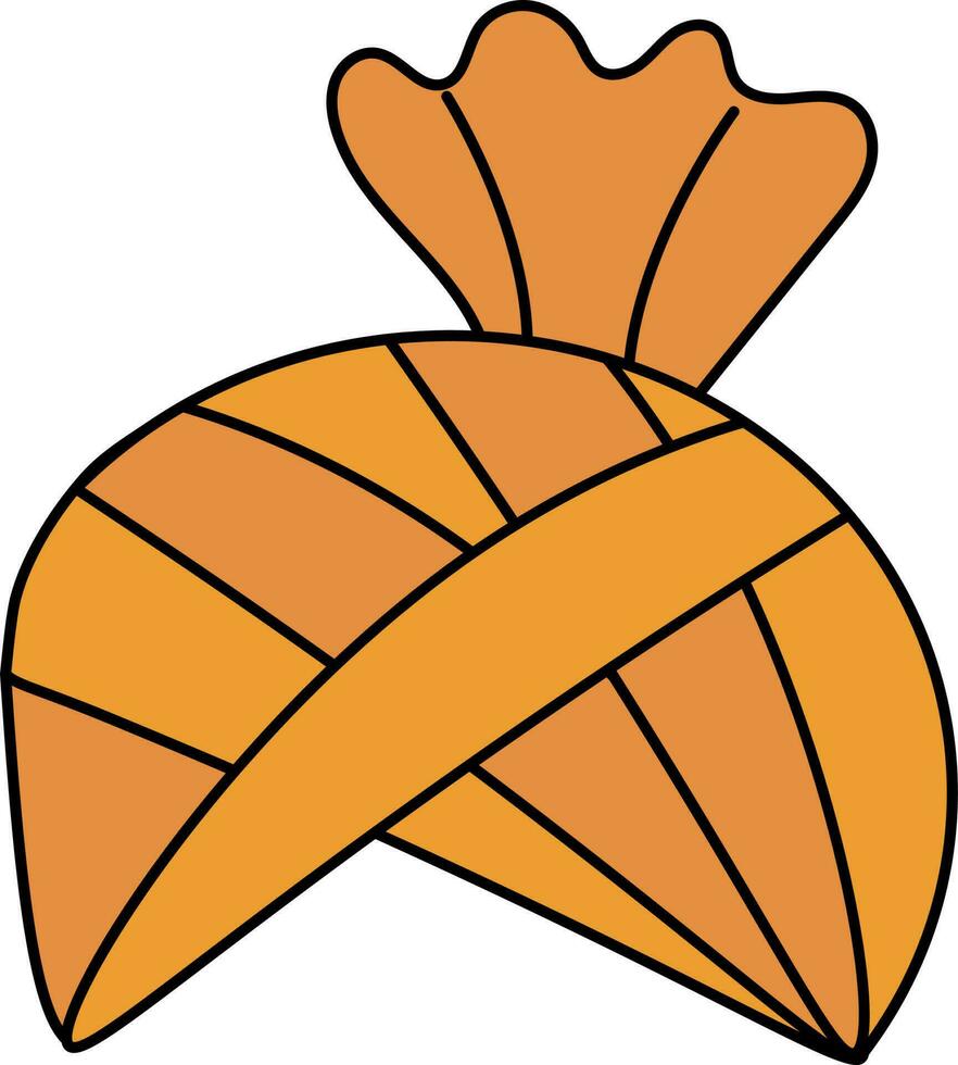 Orange Turban Icon In Flat Style. vector