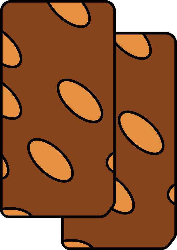 Peanut Chikki Brown And Orange Icon. vector