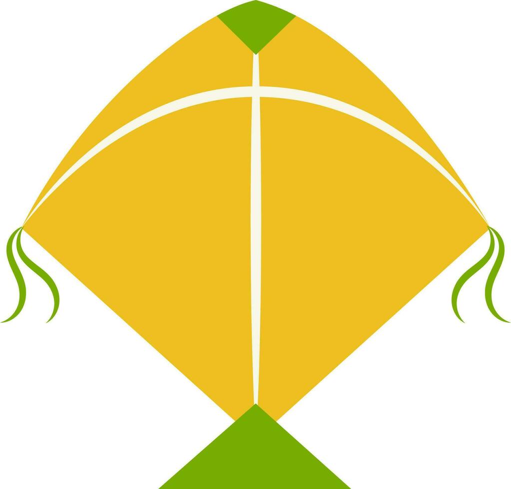 Yellow And Green Kite Icon In Flat Style. vector