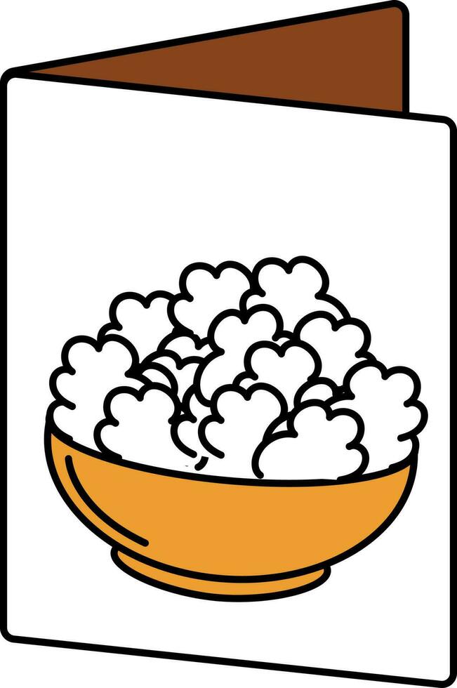 Popcorn Greeting Card Icon In Orange And White Color. vector