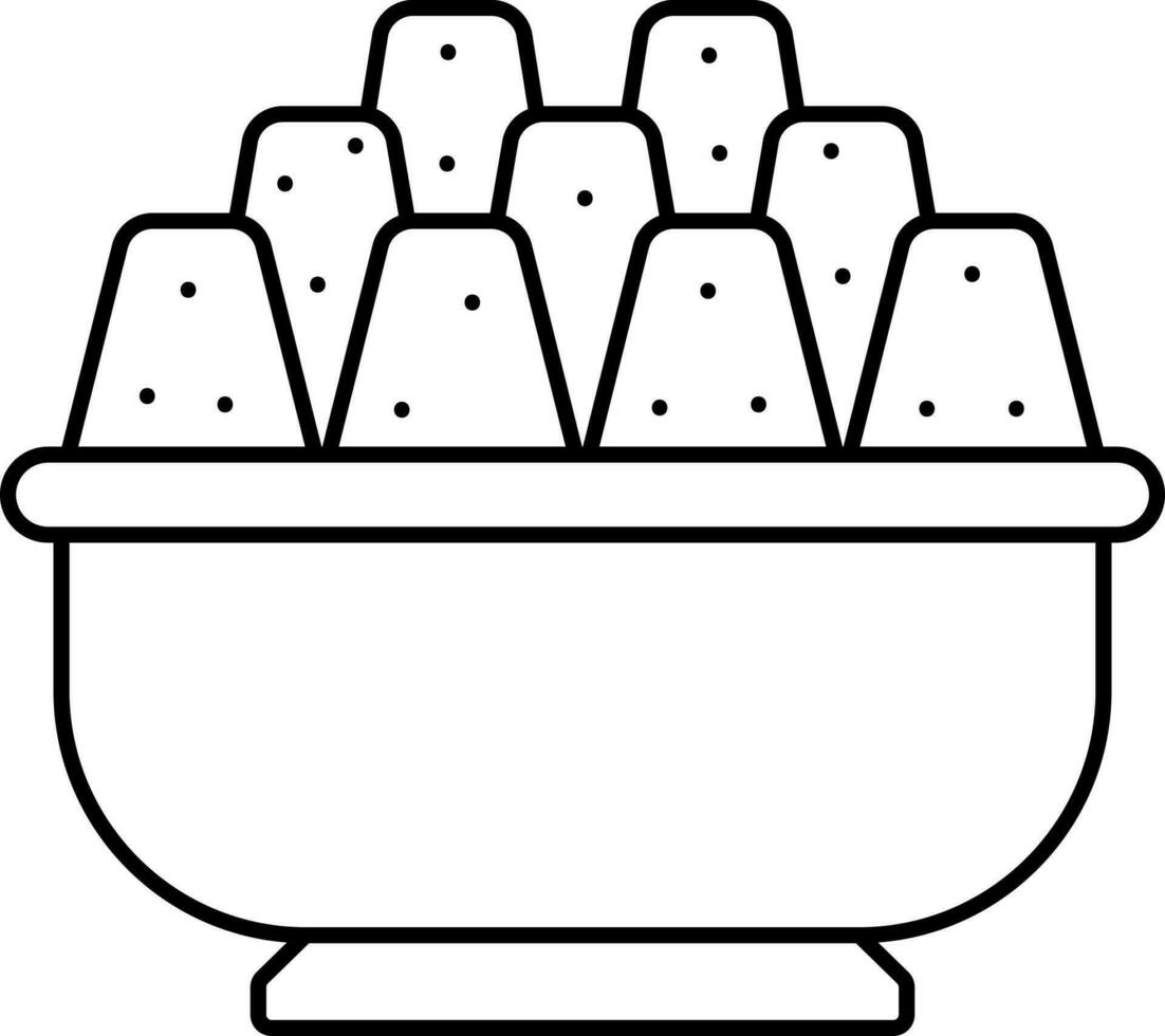 Illustration Jaggery Bowl Icon In Line Art. vector