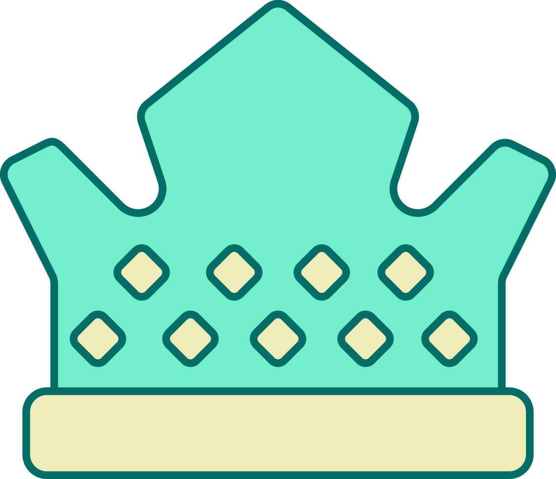 Isolated Crown Icon In Turquoise And Yellow Color. vector