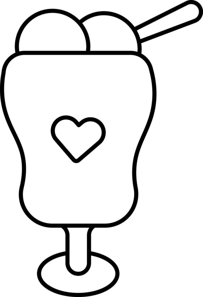 Ice Cream Glass Icon In Line Art. vector