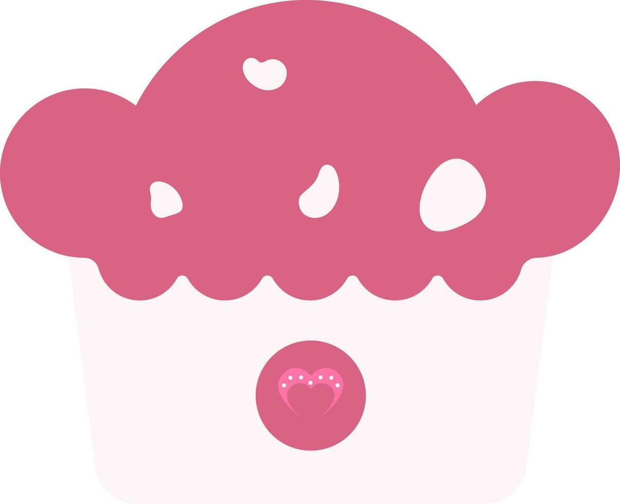 Loving Cupcake Flat Icon In Pink Color. vector