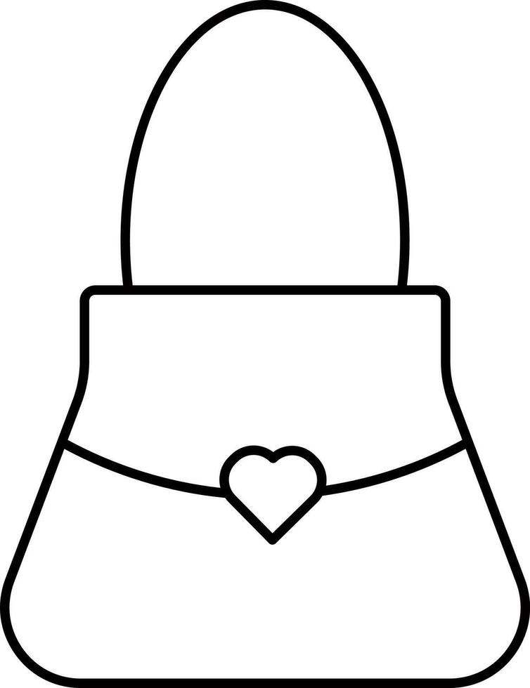 Heart Symbol Ladies Bag Icon In Linear Style. vector