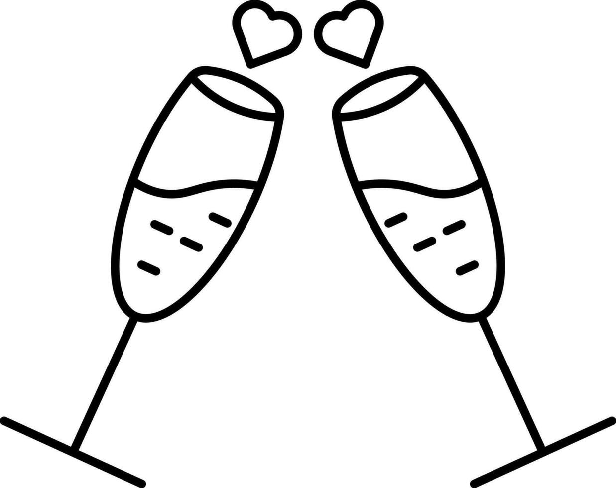 Cheers Loving Drink Icon In Black Outline. vector