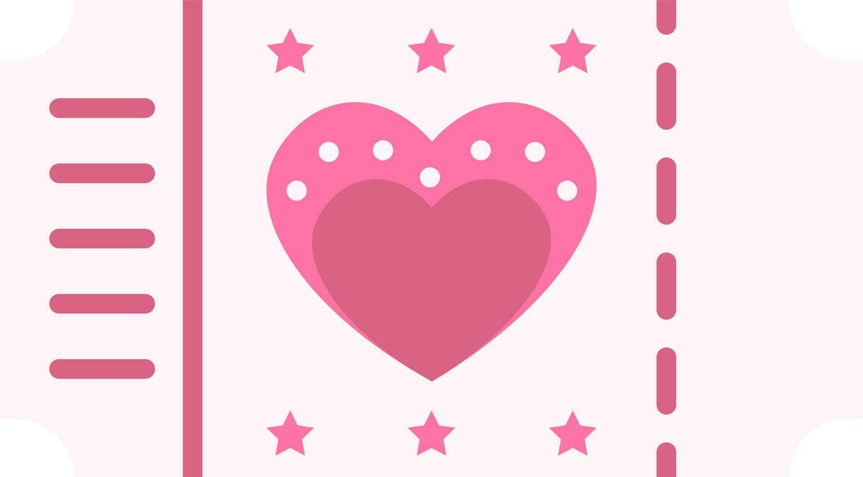 Love Show Ticket Flat Icon In Pink Color. vector