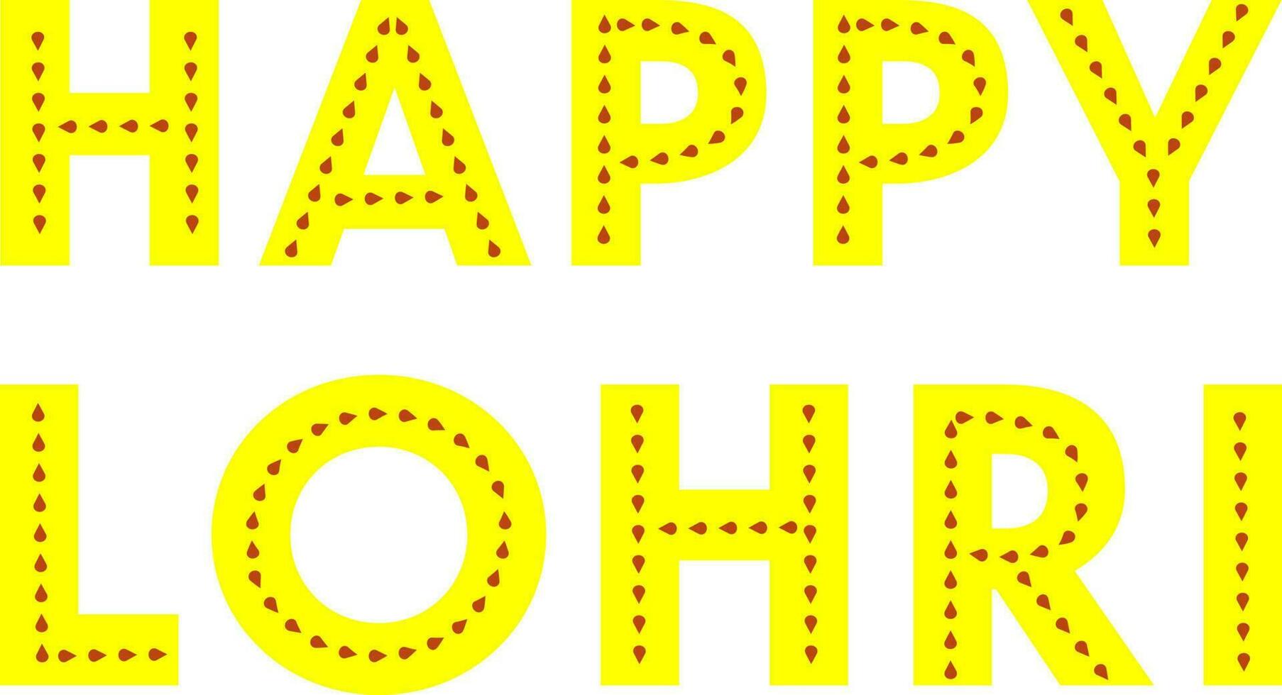 Yellow Happy Lohri Typography Over White Background. vector