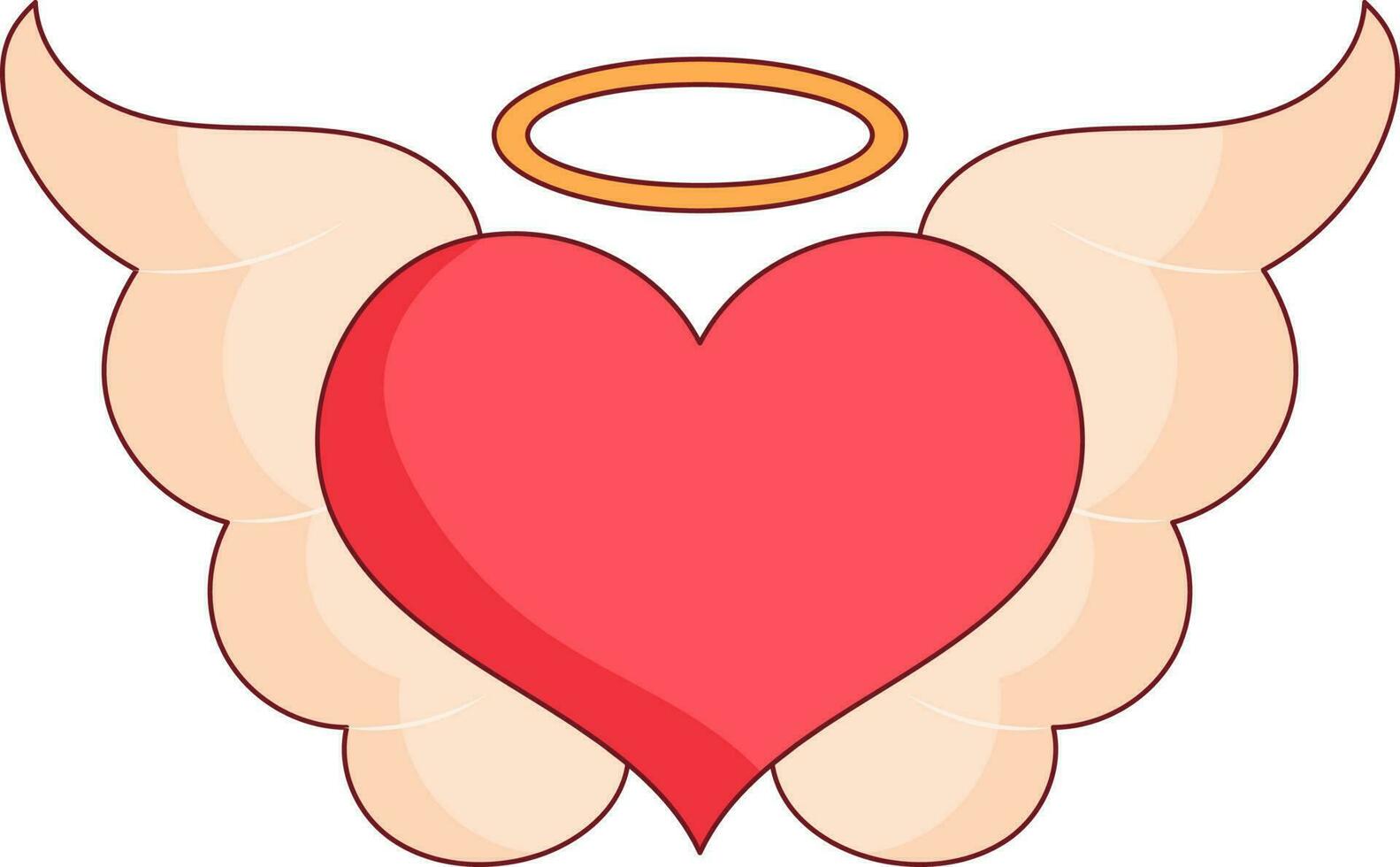 Flying Heart With Wings Icon In Red And Peach Color. vector