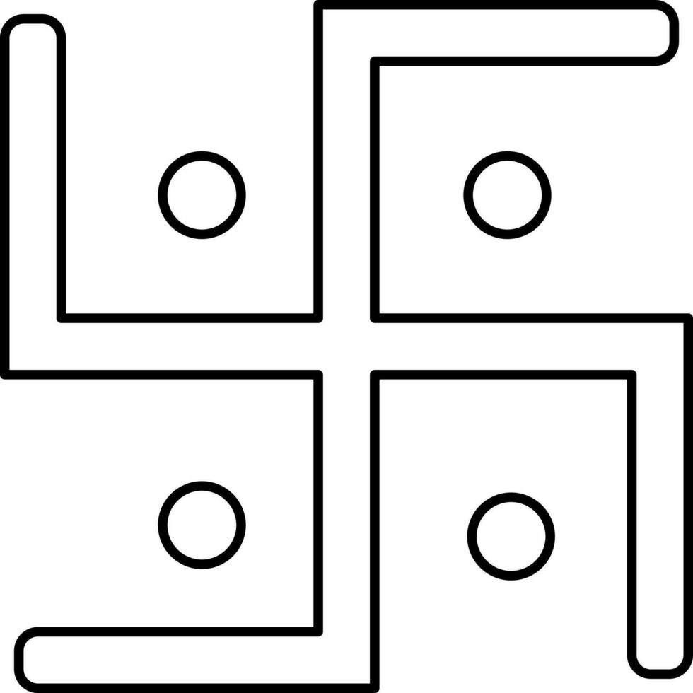 Black Outline Swastika Symbol or Icon. vector