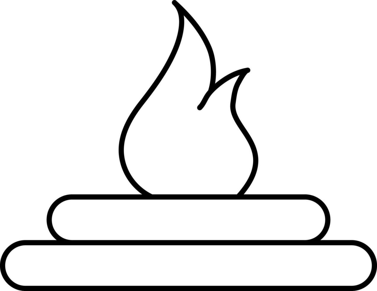 Burning Yagna Icon In Black Line Art. vector