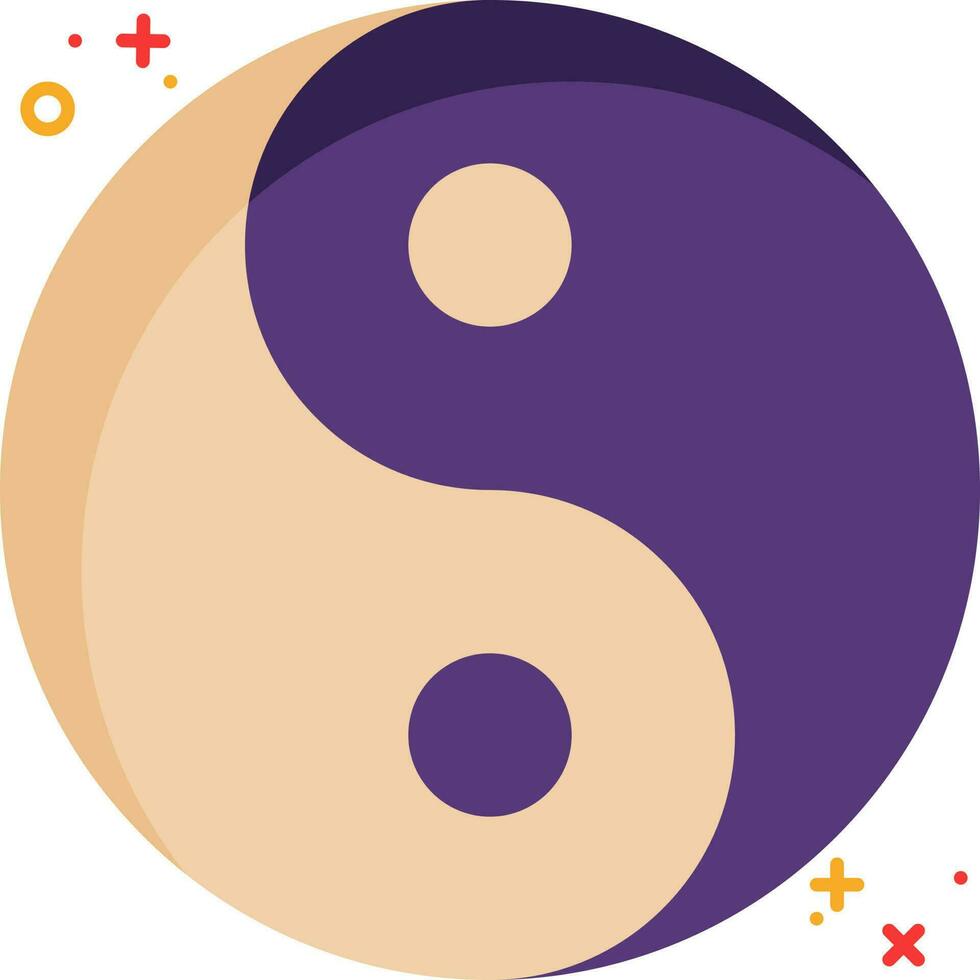 púrpura y melocotón ilustración de yin yang icono. vector