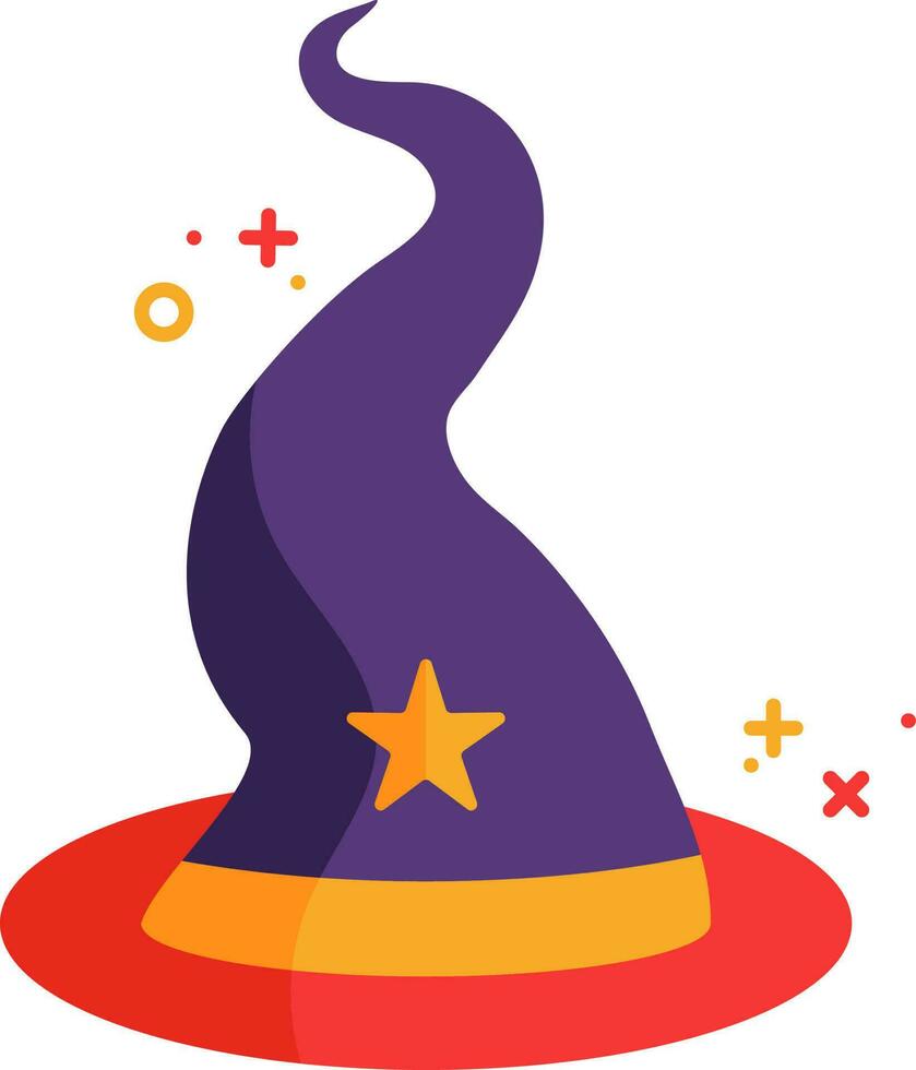 Wavy Conical Hat Icon In Purple And Orange Color. vector