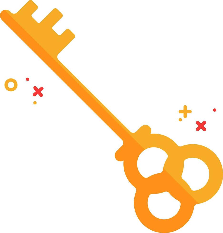 Flat Illustration Of Orange Key Icon. vector