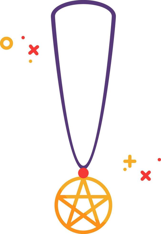 Isolated Star Of David Pendant Icon In Orange And Purple Color. vector