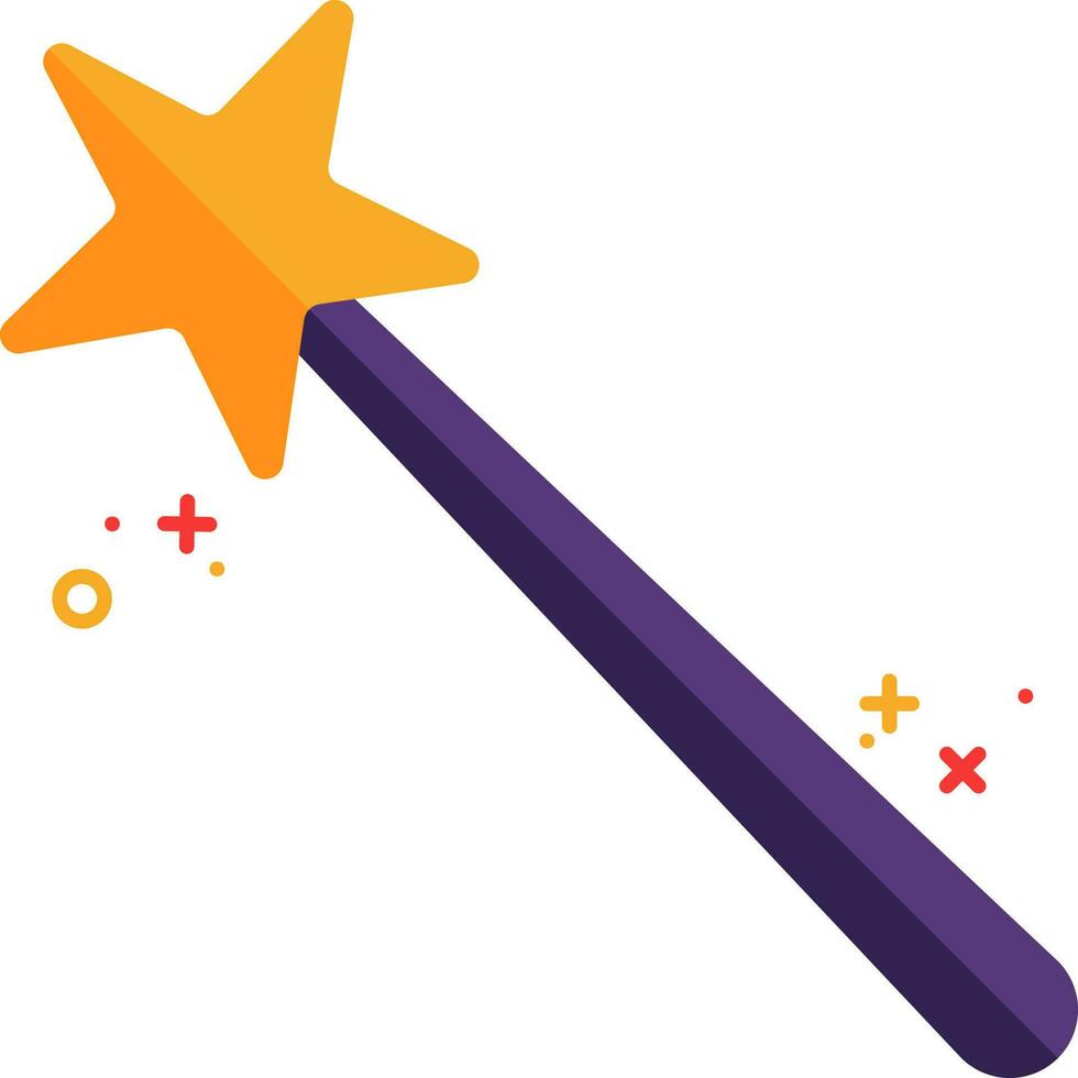 Isolated Magic Stick Icon In Orange And Purple Color. vector