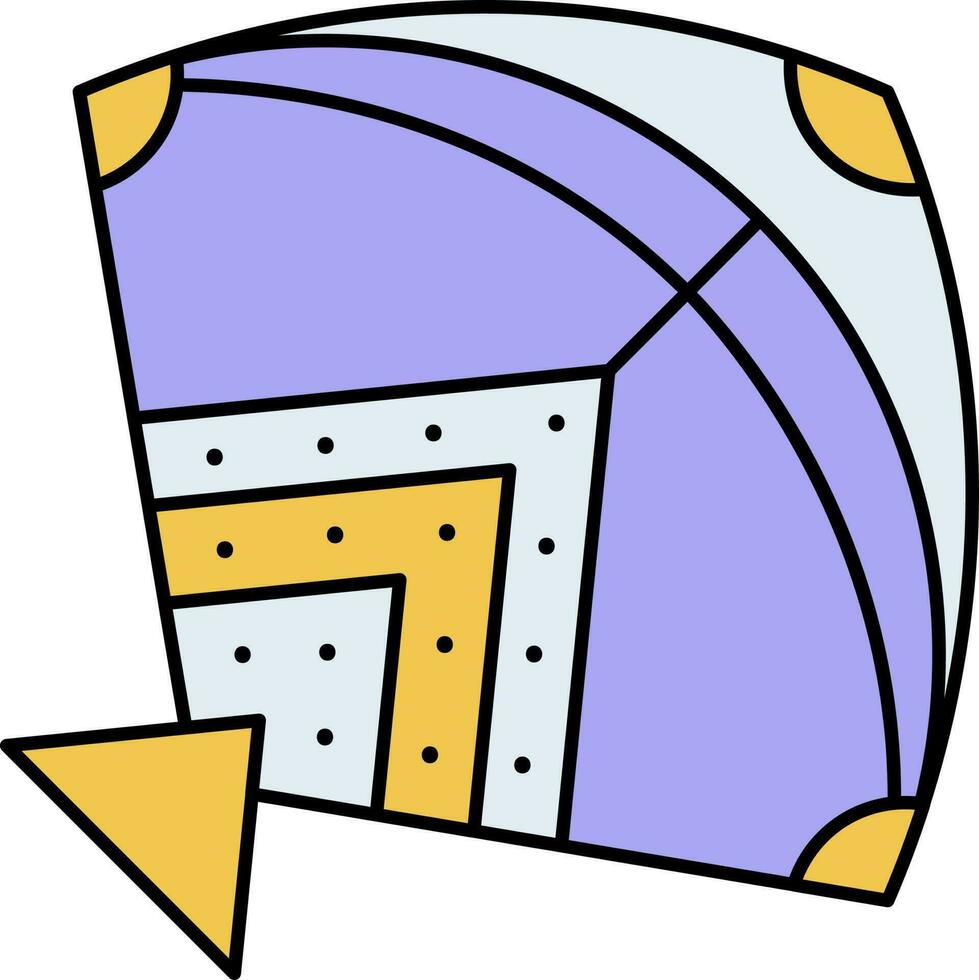 Arrow Pattern Kite Yellow And Blue Icon. vector