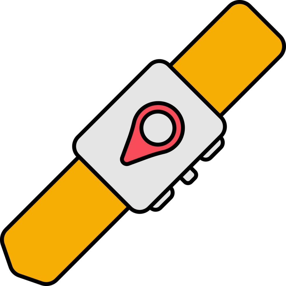 Colorful Location Pin In Smart Watch Icon. vector