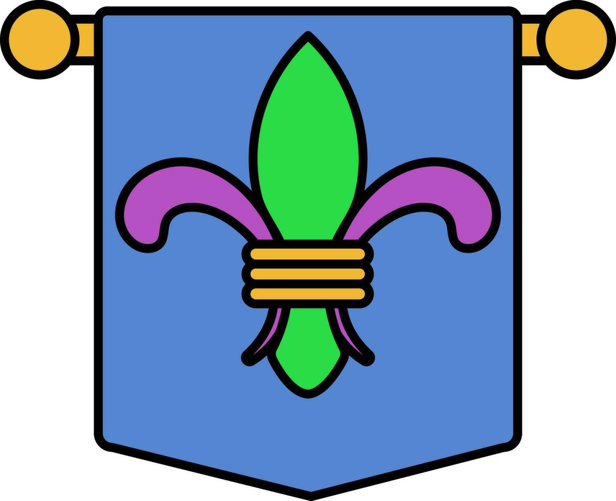 Fleur De Lis Pennant Flag Colorful Icon. vector