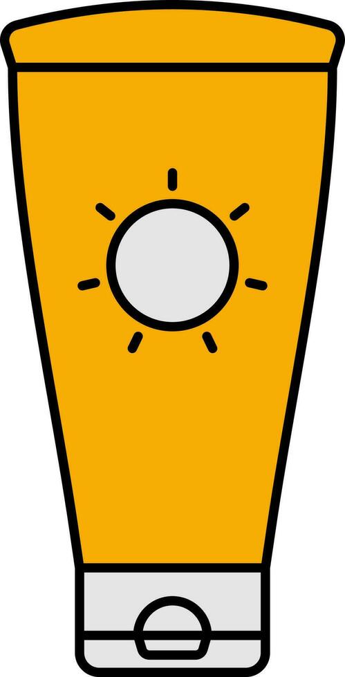 Sunscreen Tube Icon In Yellow And Gray Color. vector