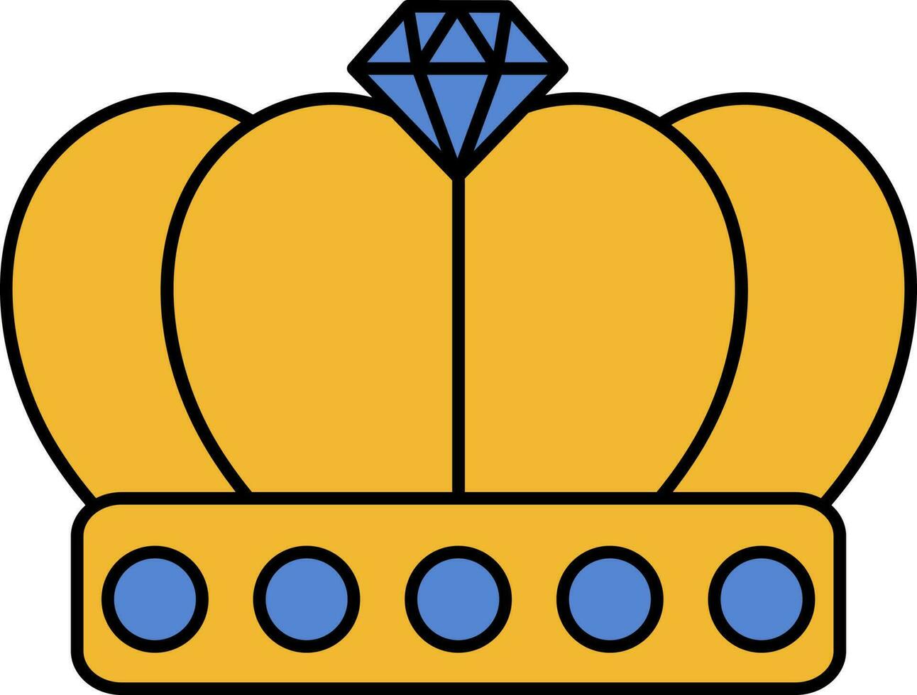 Diamond Crown Yellow And Blue Icon. vector