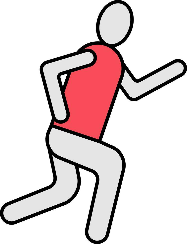 plano estilo atleta icono en gris y rojo color. vector