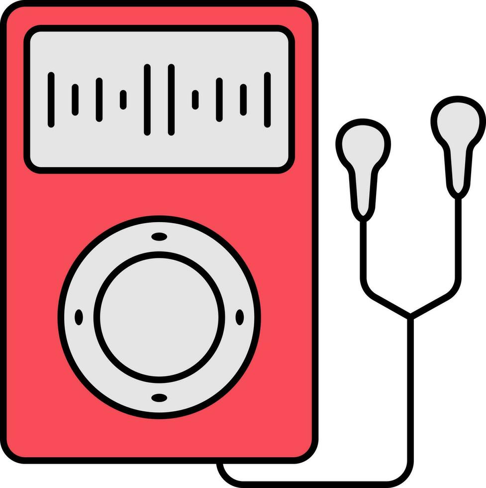 iPod icono en rojo y gris color. vector