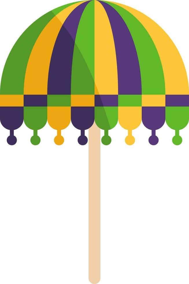 Tricolor Tassel Umbrella Icon In Flat Style. vector