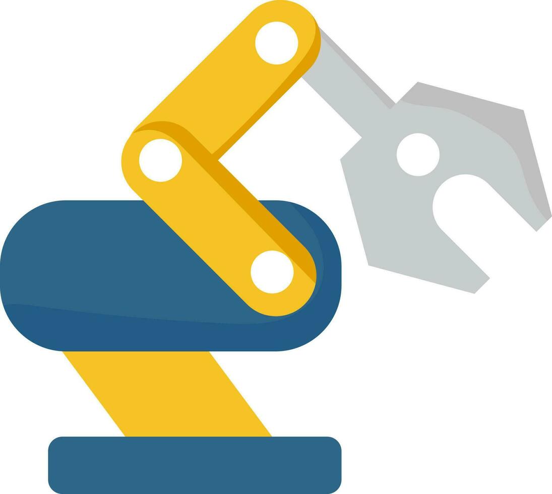 Isolated Roboict Arm Icon In Blue And Yellow Color. vector