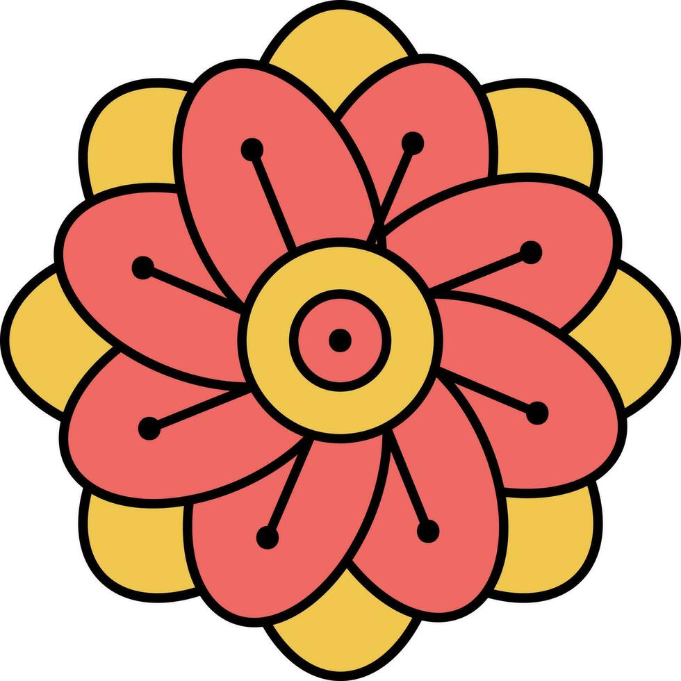 Flat Style Cherry Flower Red And Yellow Icon. vector