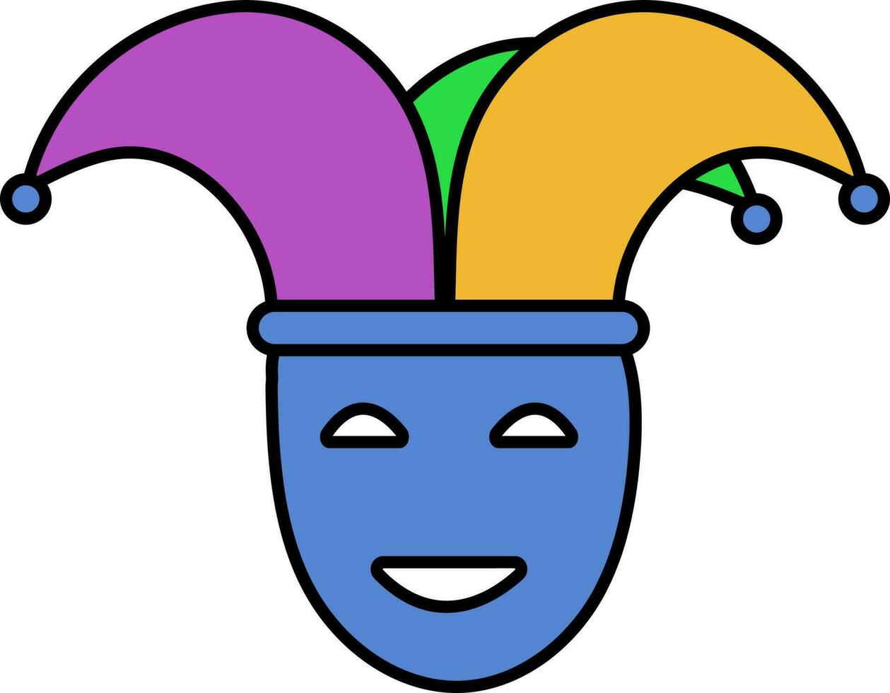 Jester Face Colorful Icon In Flat Style. vector