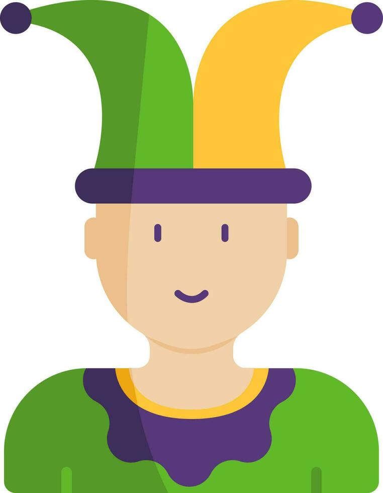 plano ilustración de mardi gras bufón personaje icono. vector