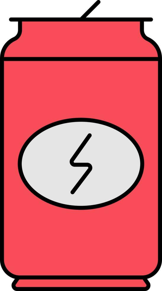 Energy Drink Can Icon In Red And Gray Color. vector