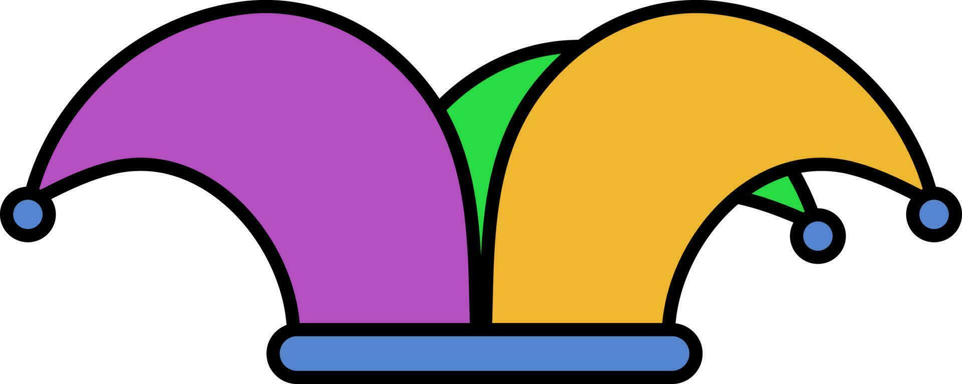 Colorful Jester Hat Icon In Flat Style. vector