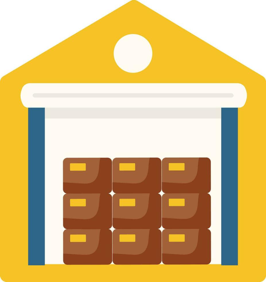 Warehouse Icon Or Symbol In Brown And Yellow Color. vector