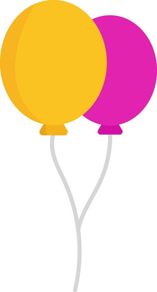 Pink And Yellow Illustration Of Balloon Flat Icon. vector
