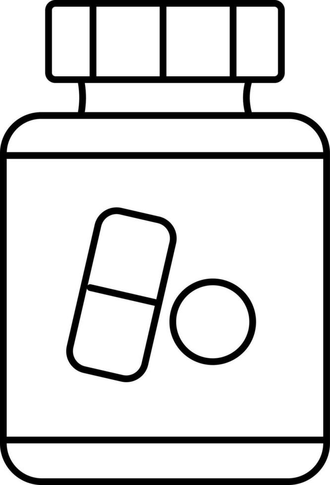 Medicine Bottle Icon In Black Thin Line. vector