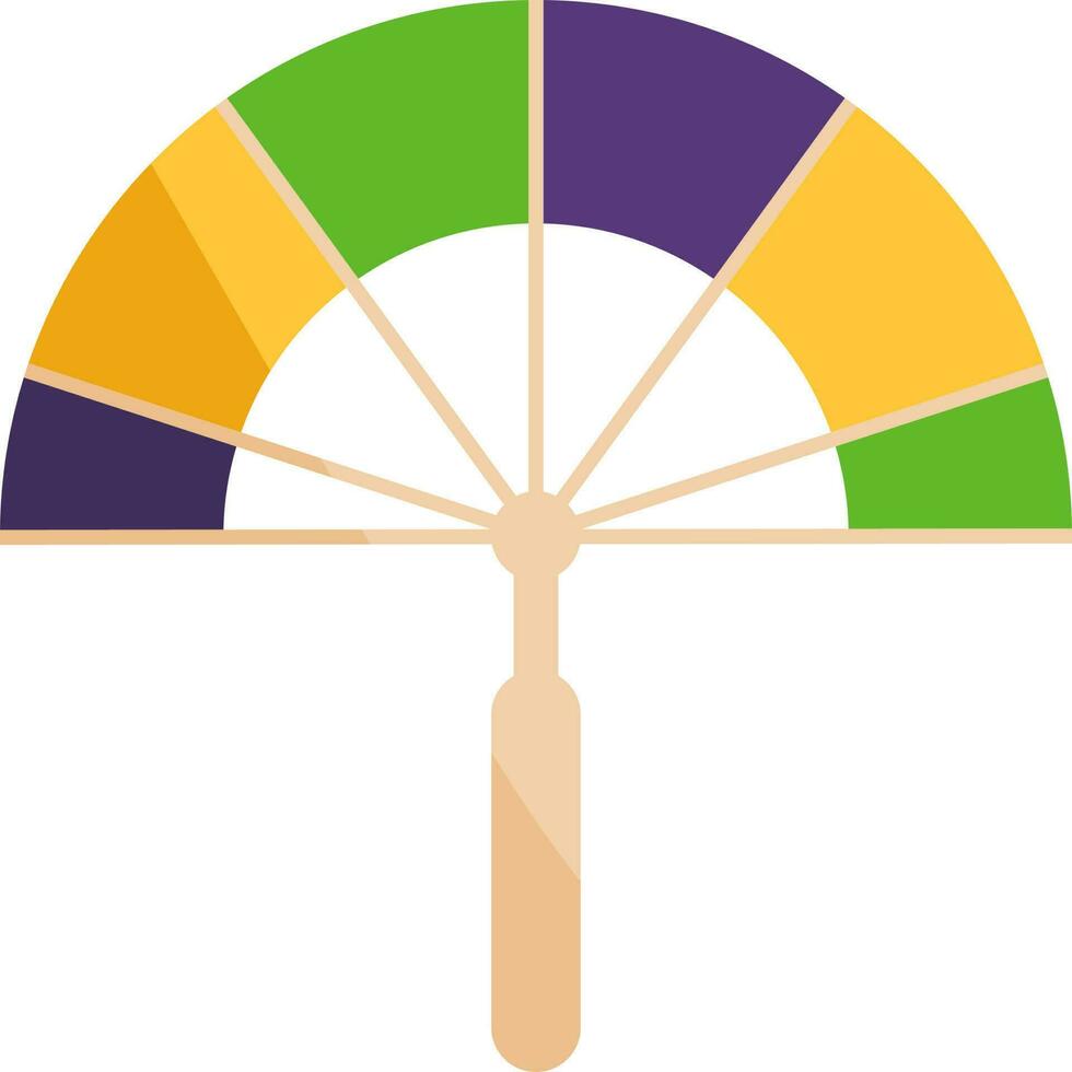 Flat Folding Hand Fan Icon In Tricolor. vector