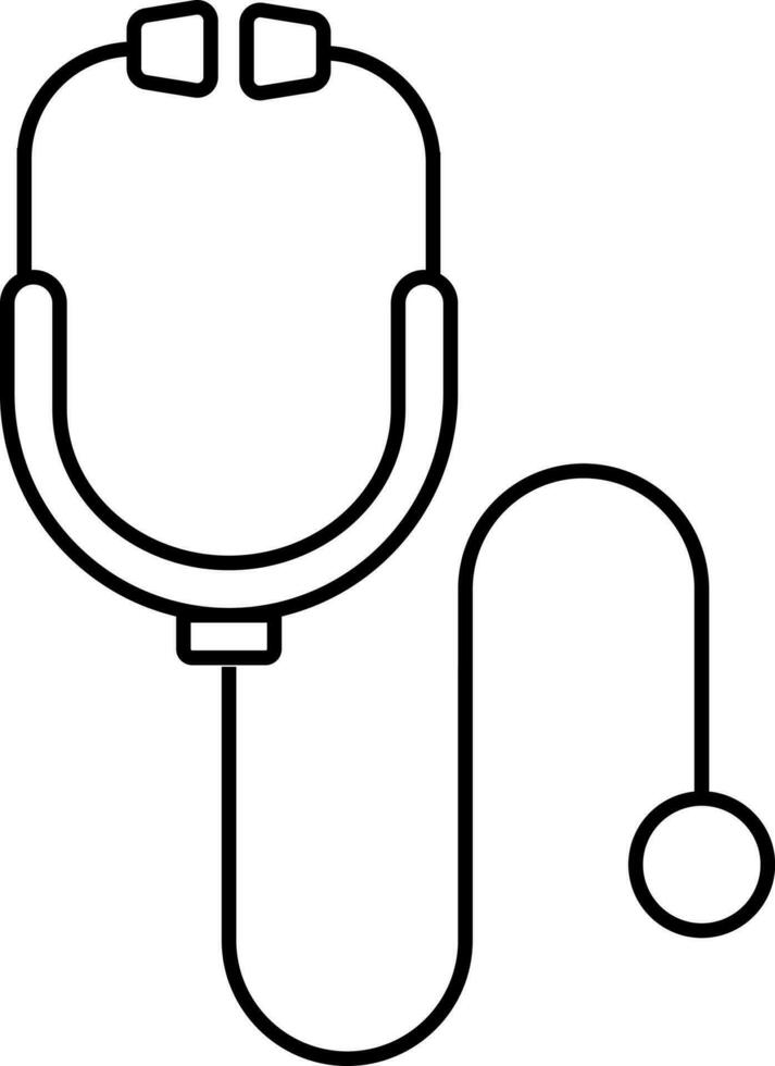 Stethoscope Icon Or Symbol In Black Thin Line. vector